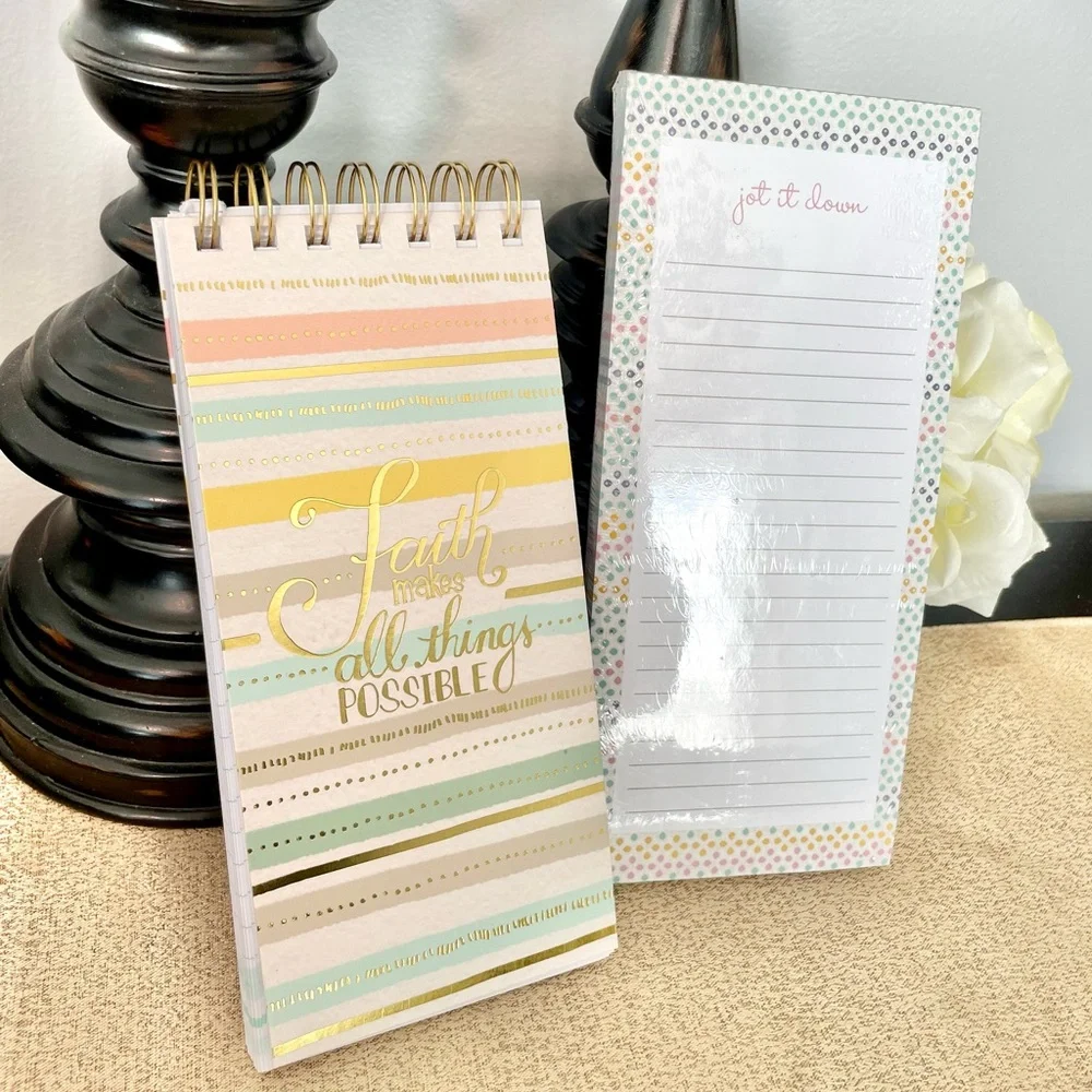 NWT Glitter/Gold Foil FAITH Hardcover Notebook/ Journal Stationery Bundle